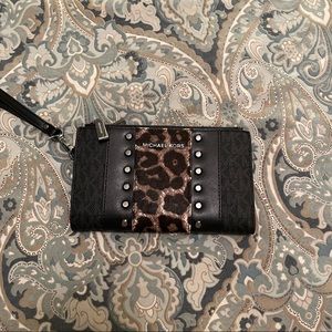 Michael Kors | Adele Studded Leopard and Logo Smartphone Wallet